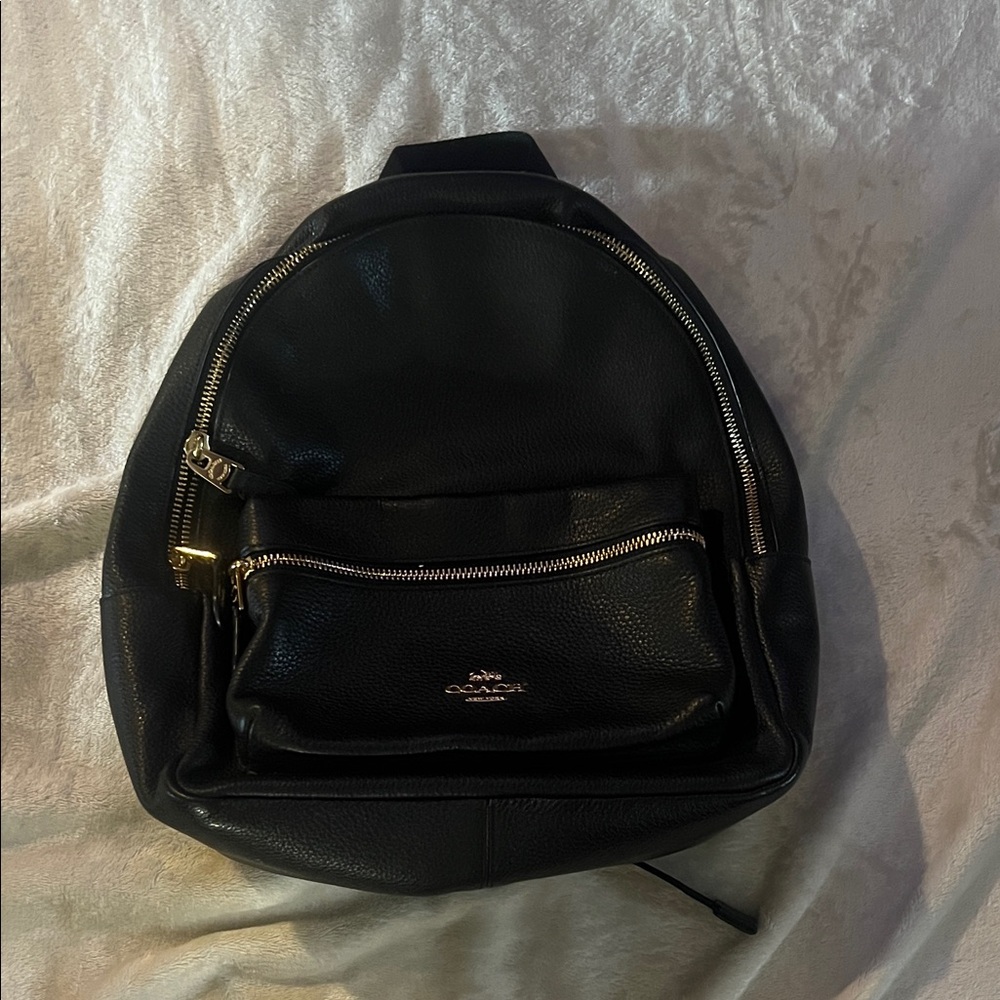 Coach Black Leather  Backpack